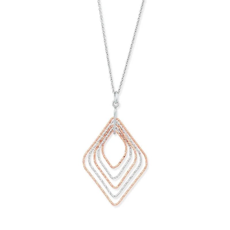 Sterling Silver Diamond Shaped Pendant Necklace