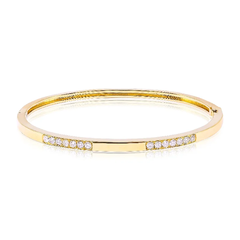 18K YELLOW GOLD DIAMOND CLUSTER BANGLE BRACELET 0.48CTW