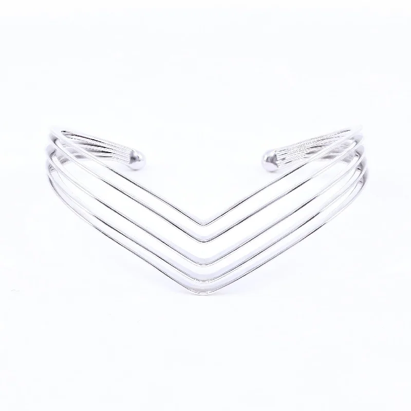 STERLING SILVER 5-ROW V-STYLE CUFF BRACELET