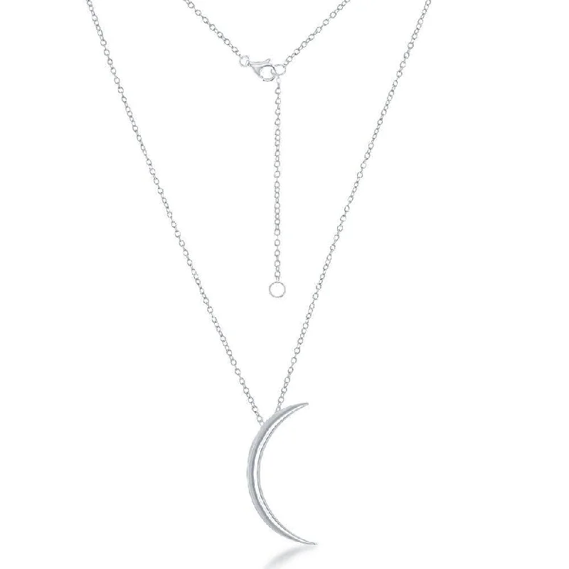 Sterling Silver Thin Crescent Moon Necklace