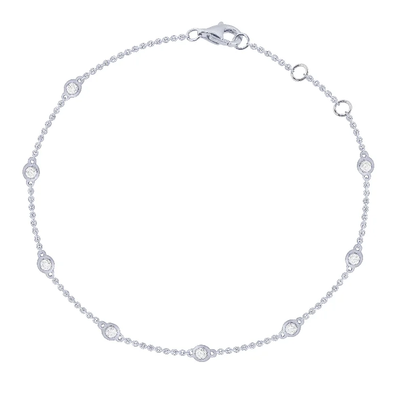 14K White Gold 1/4Ct Diamond By The Yard Bracelet