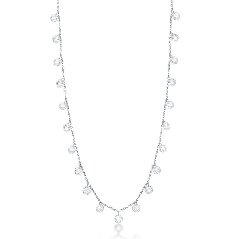 Sterling Silver Linked Cubic Zirconia Necklace