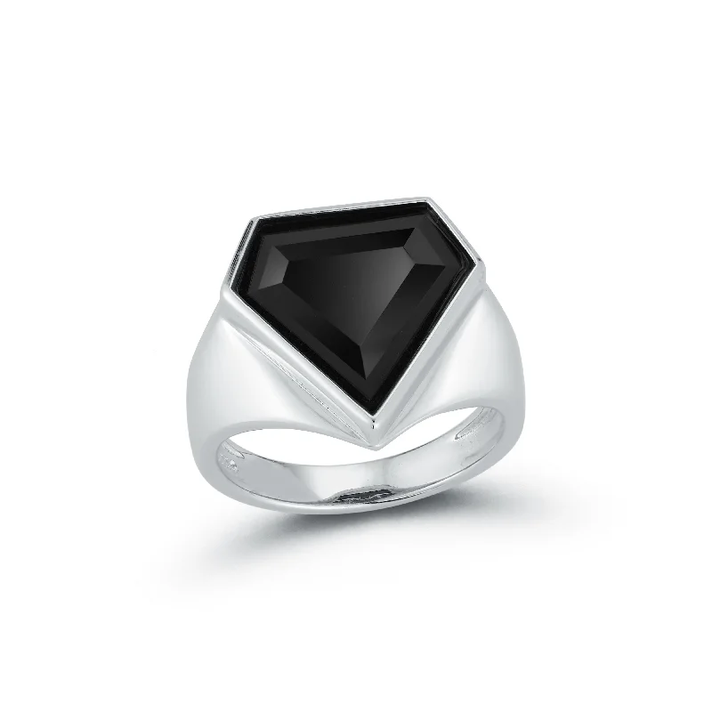 Onyx  Pentagon Ring