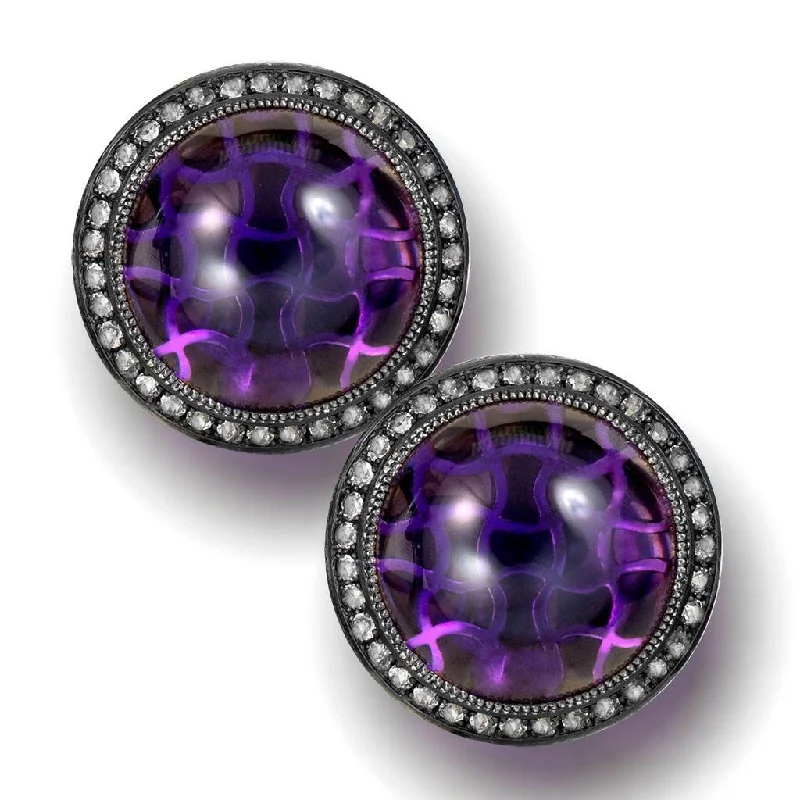 Silver Symbolica Clip-On Earrings with Japanese Amethyst