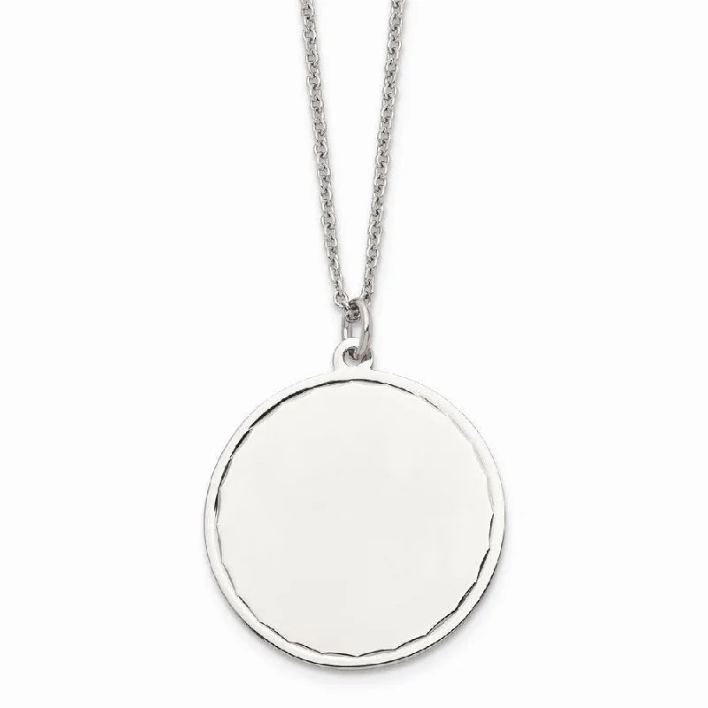 Stainless Steel Polished Engraveable Round Disc w/2in. Ext. Necklace