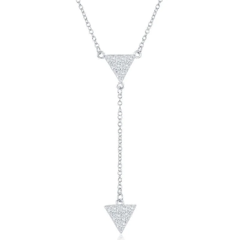 Sterling Silver CZ Triangle with Y Design Necklace