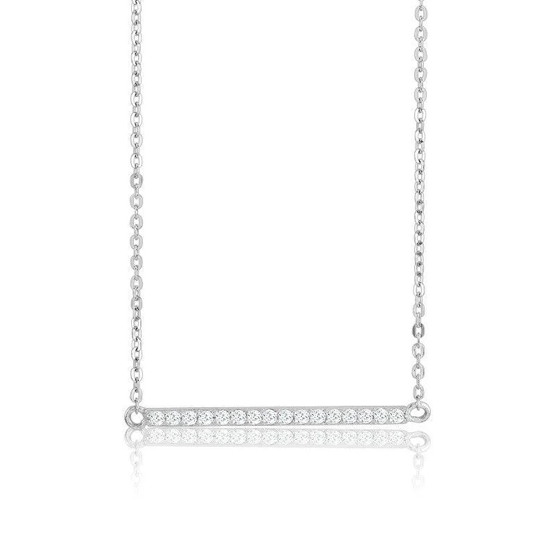 Sterling Silver CZ Bar Necklace