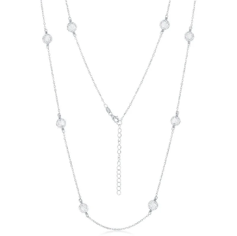 Sterling Silver Mesh Cubic Zirconia By The Yard Necklace