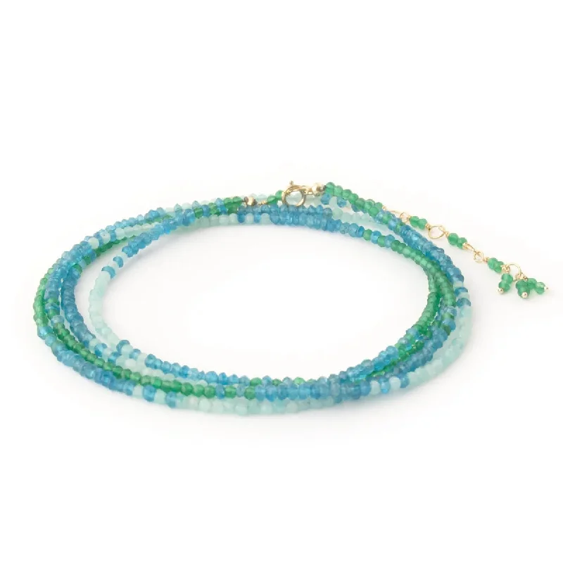 ANNE SPORTUN 34-INCH GREEN ONYX APATITE AND AMAZONITE BEAD OMBRE WRAP BRACELET