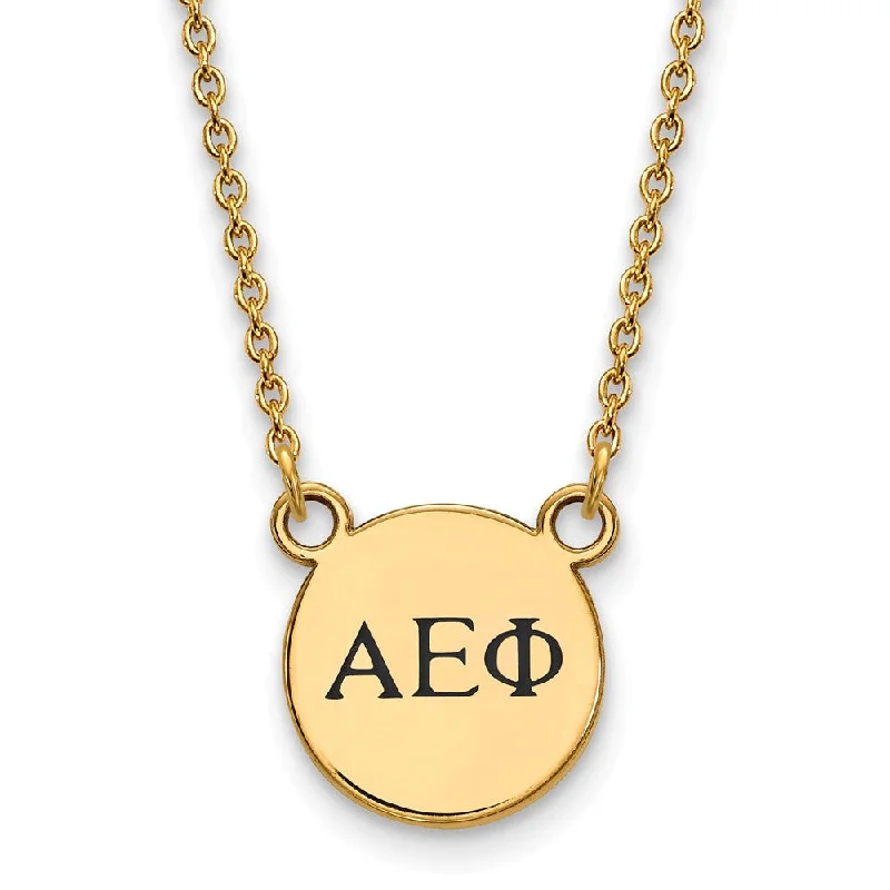 14K Plated Silver Alpha Epsilon Phi XS (Tiny) Enamel Greek Necklace