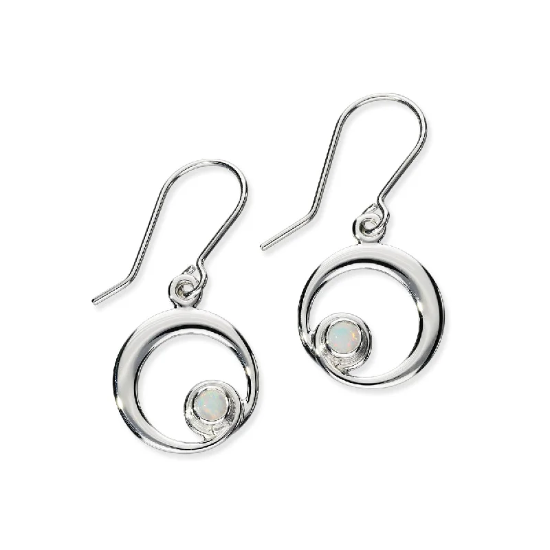 October Birthstone Silver Earrings SE373 White Opal