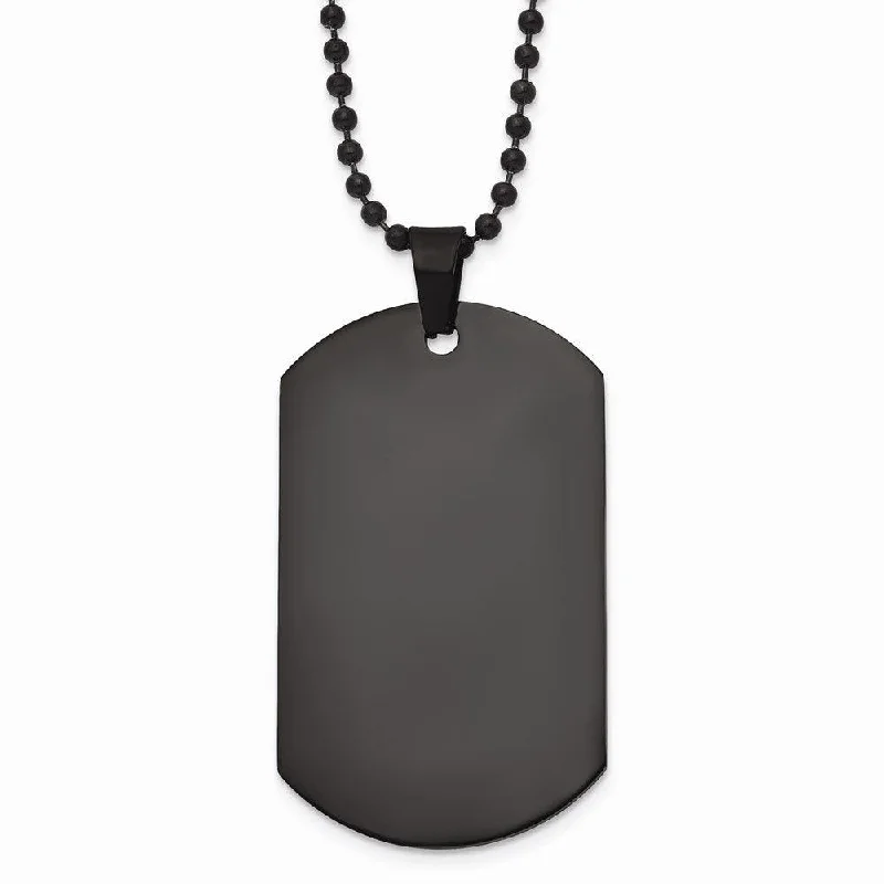 Stainless Steel Polished Black IP Dog Tag Necklace