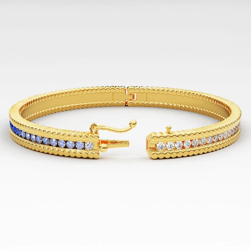 Ombre Blue Sapphire and Diamond Bangle Bracelet