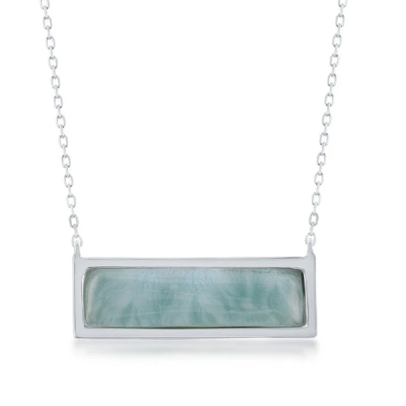 Sterling Silver Rectangle Larimar Necklace