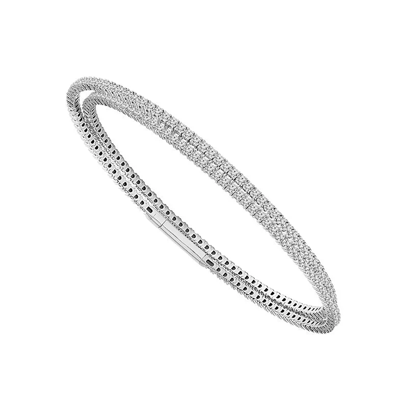 2 3/4 Ctw Diamond Flexible Bangle Bracelet in 14 Karat White Gold