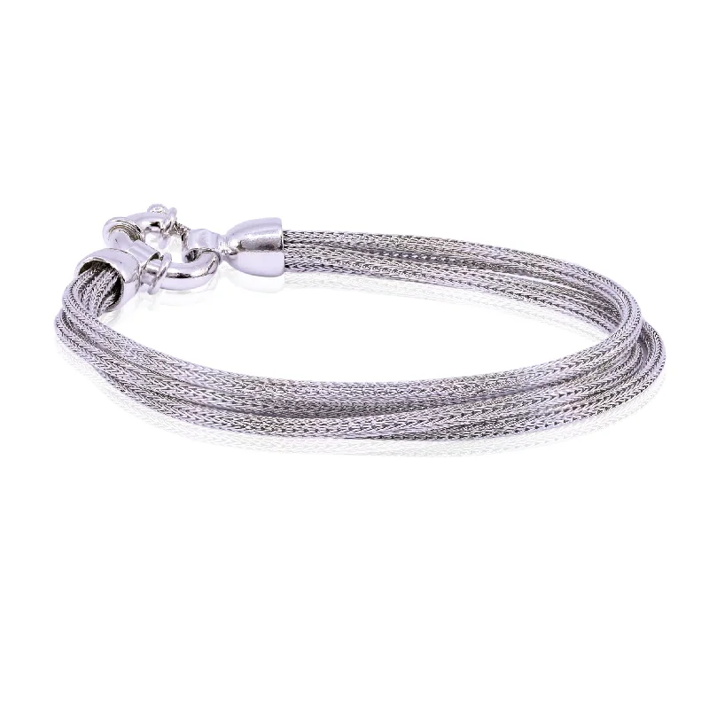 STERLING SILVER FOUR STRAND WOVEN MESH BRACELET