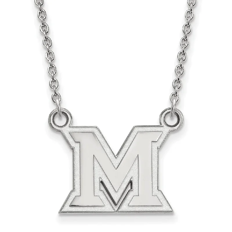 Sterling Silver Miami U Small Initial M Pendant Necklace