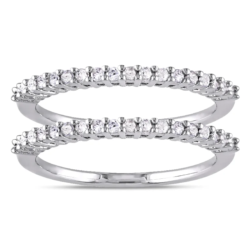 Miadora Sterling Silver Diamond Stackable Semi-eternity Ring Set