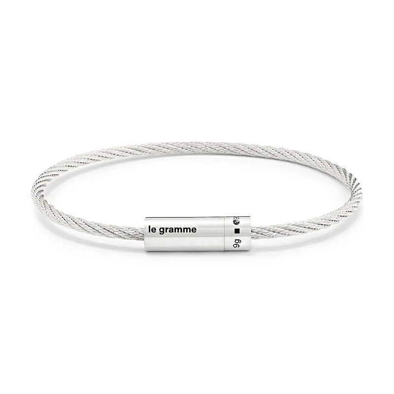 LE GRAMME MEN'S 9G STERLING SILVER CABLE BRACELET 8 INCH