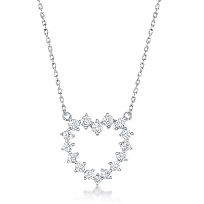 Sterling Silver CZ Heart Necklace