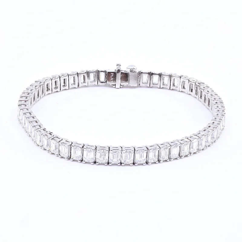 PLATINUM 7-INCH EMERALD-CUT DIAMOND TENNIS BRACELET 8.61CTW