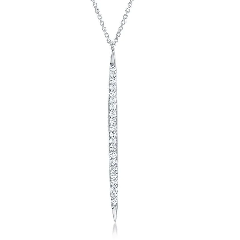 Sterling Silver CZ Vertical Bar Necklace