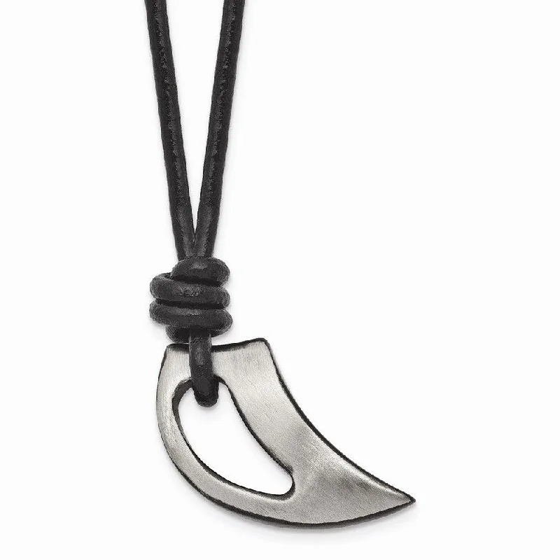 Stainless Steel Polished and Brushed Black IP-plated Claw Necklace