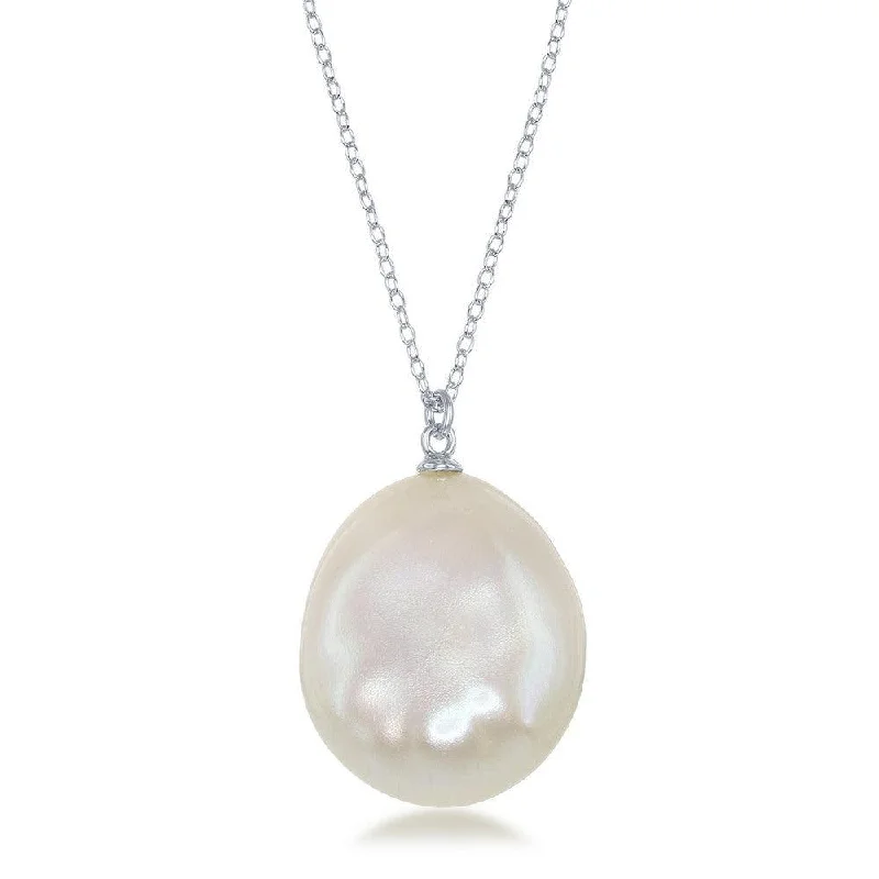 Sterling Silver Large Freshwater Baroque Pearl Necklace