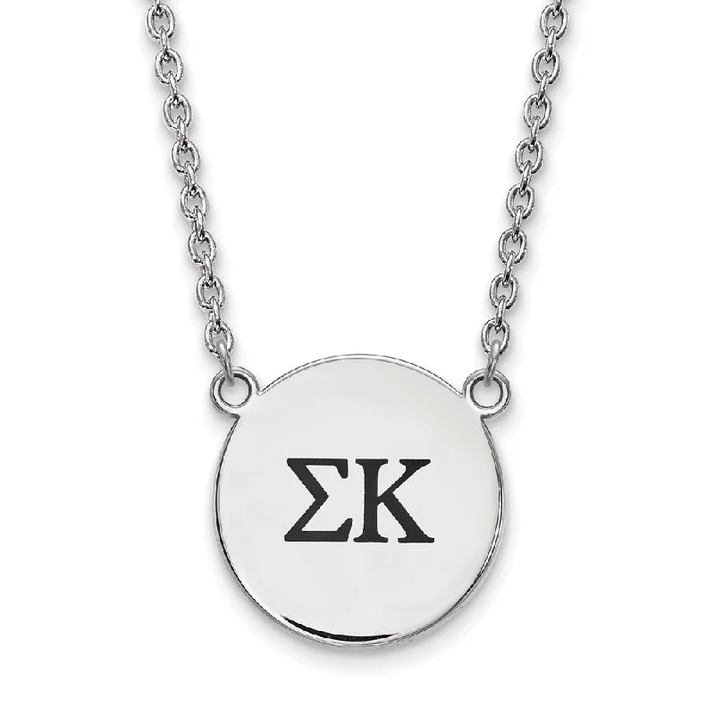 Sterling Silver Sigma Kappa Large Enamel Greek Letters Necklace