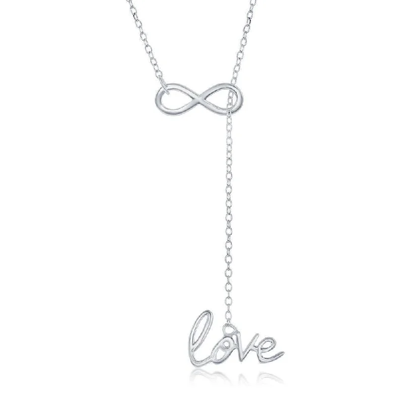 Sterling Silver Infinity with Hanging Love Necklace