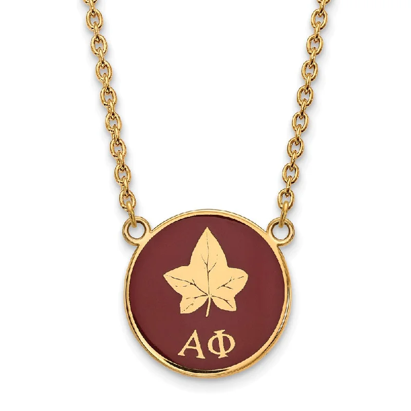 14K Plated Silver Alpha Phi Large Enamel Logo Necklace