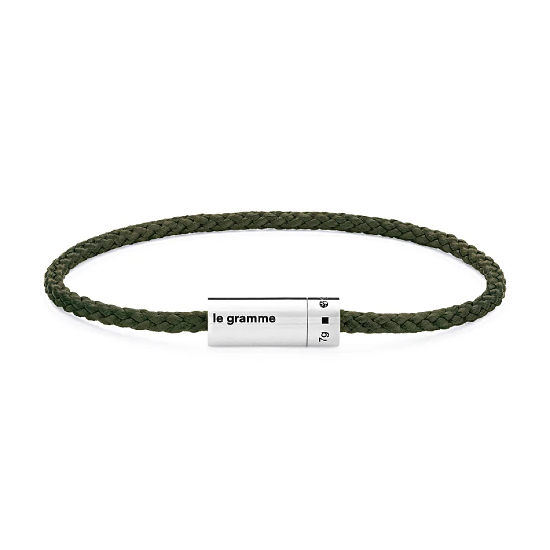 LE GRAMME MEN'S 7G KHAKI CORD CABLE NATO BRACELET 7 INCH