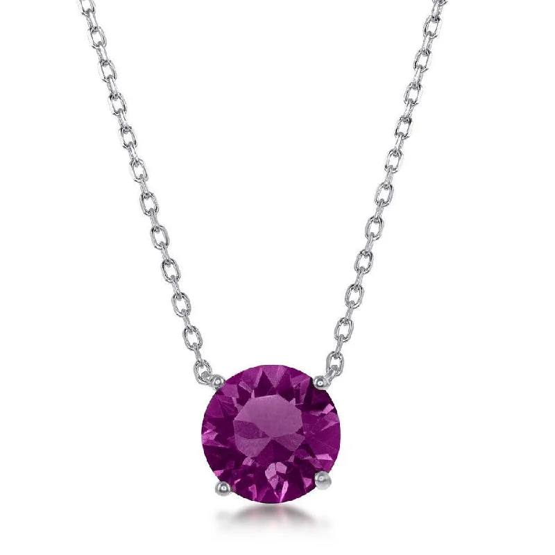 Sterling Silver Amethyst "February" Swarovski Element Necklace