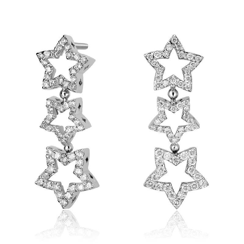 Diamond Trinity Star Drop Earrings