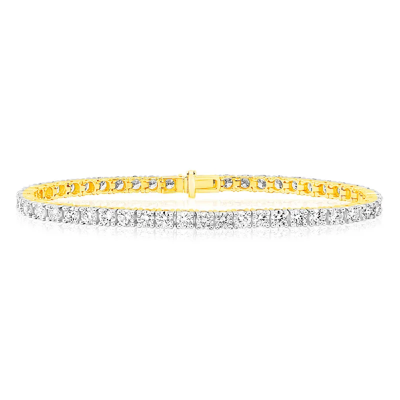 Luminesce Lab Grown 10ct Yellow Gold Tennis Bracelet in 7 Carat Diamond