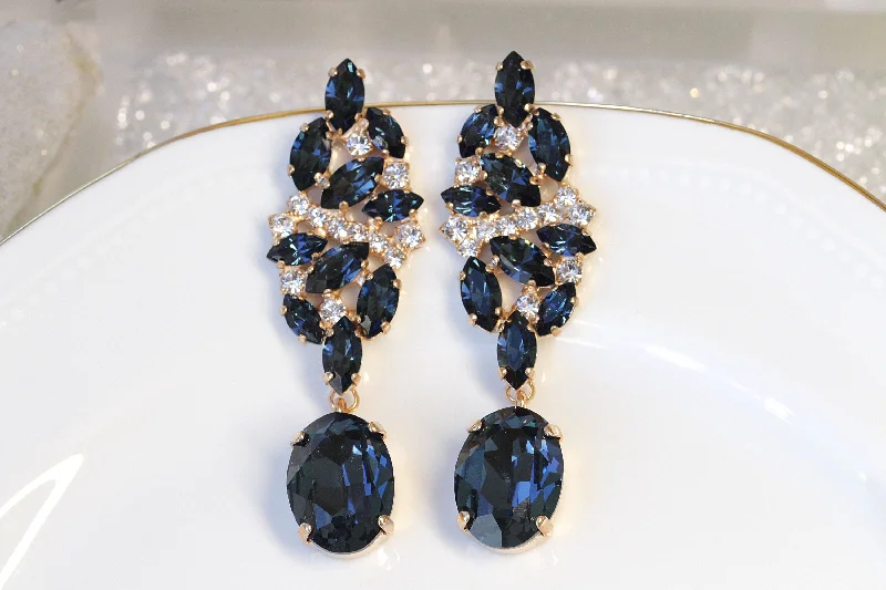 NAVY CHANDELIER EARRINGS