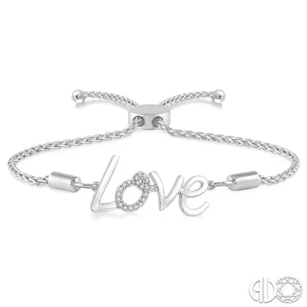 Sterling Silver 1/20ctw Diamond Love Bolo Bracelet