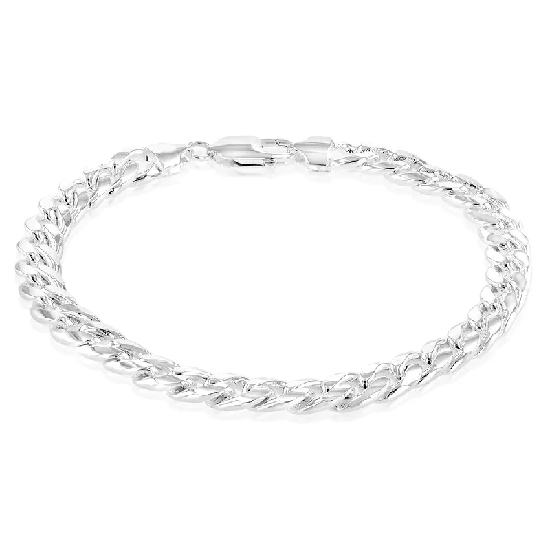 Sterling Silver Curb Beveled 23cm Bracelet