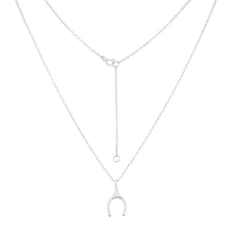 Sterling Silver Matte Wishbone Design Necklace