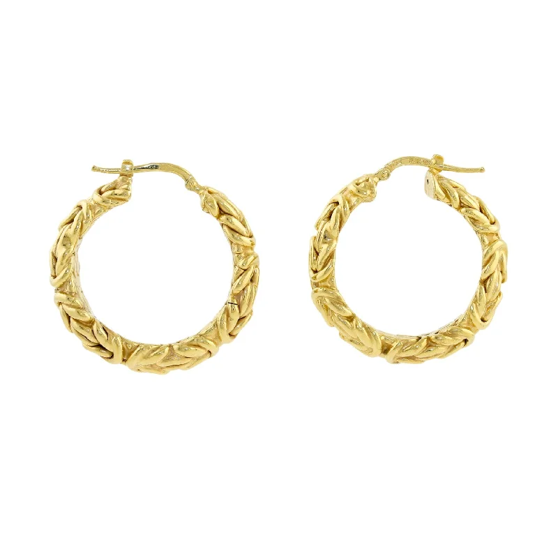 18k Gold x 7mm Byzantine Rope Hoops