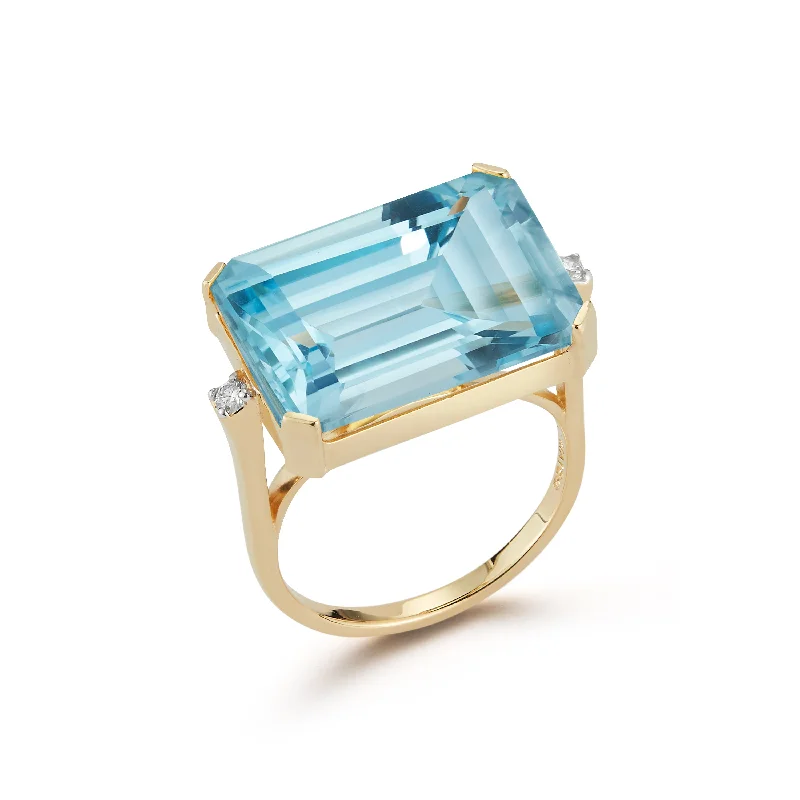 East West Blue Topaz Ring