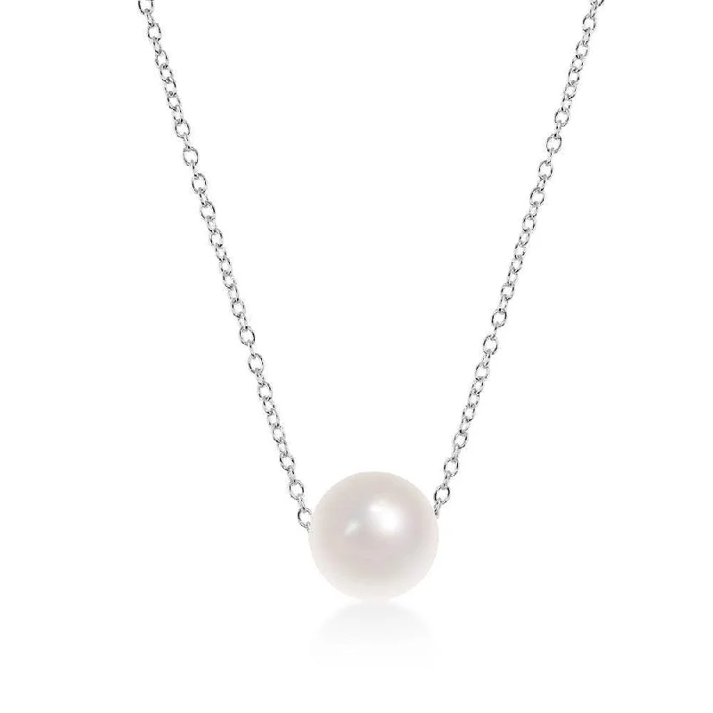 Sterling Silver Single Threaded 10mm Freshwater Pearl Necklace