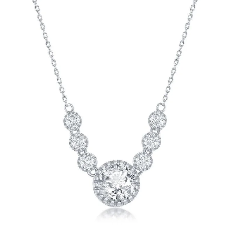 Sterling Silver Round Cubic Zirconia Necklace