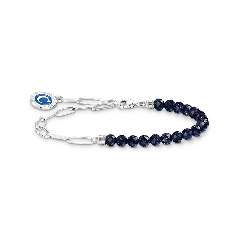 Thomas Sabo Sterling Silver Charmista Blue Bead 19cm Charm Bracelet