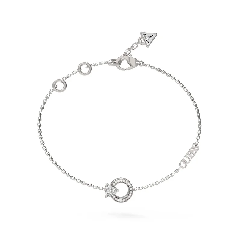 Guess Stainless Steel Heart Crystal Circle Bracelet