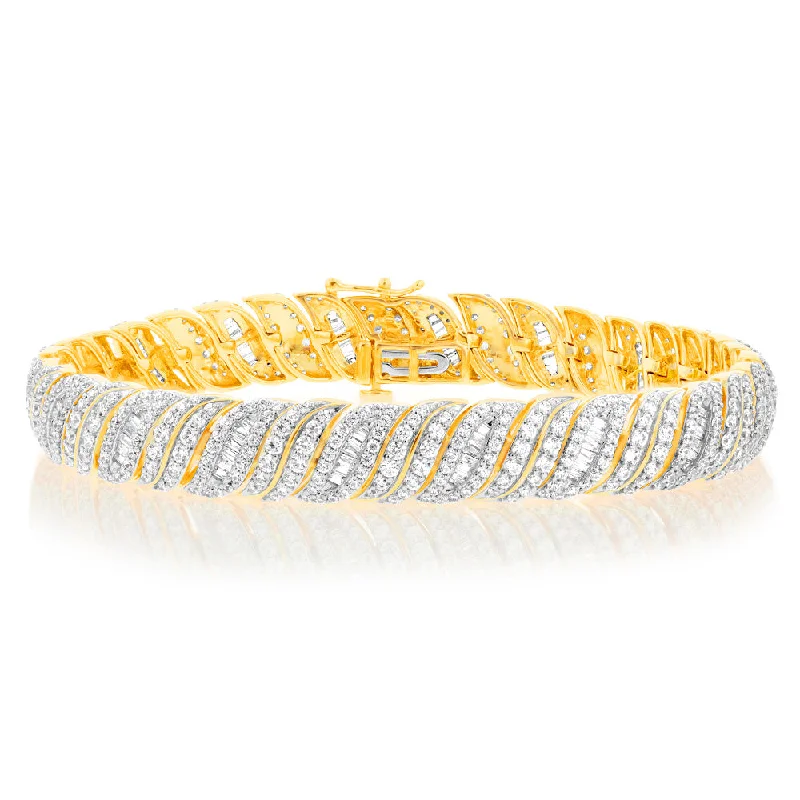 Luminesce Lab Grown 5 Carat Diamond Bracelet in 9ct Yellow Gold