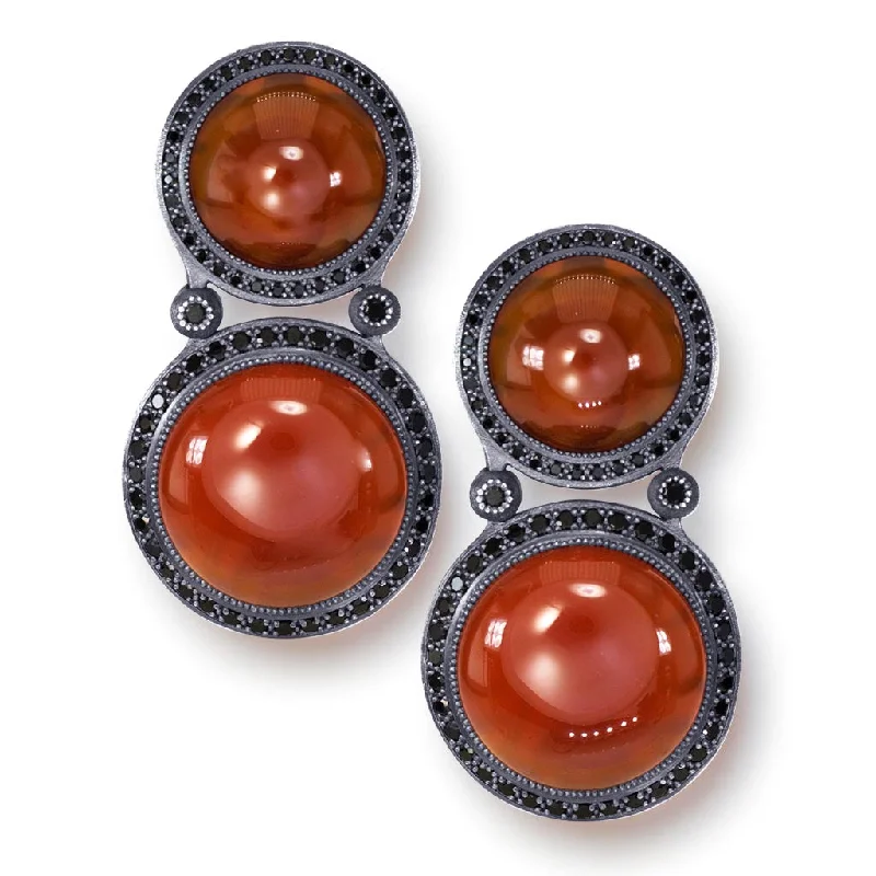 Silver Symbolica Drop Earrings with Carnelian & Spinel