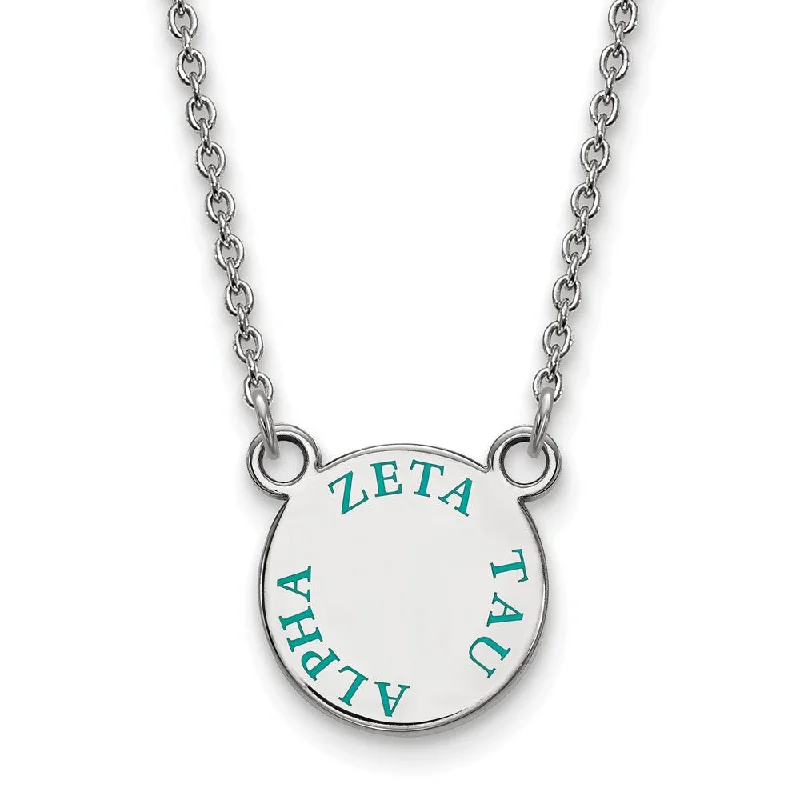 Sterling Silver Zeta Tau Alpha Small Turqouise Enamel Necklace