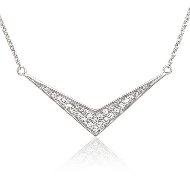 Sterling Silver Boomerang Cubic Zirconia Necklace