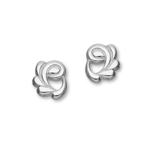 Trendy Twirls Sterling Silver Flowering Stud Earrings, E1092